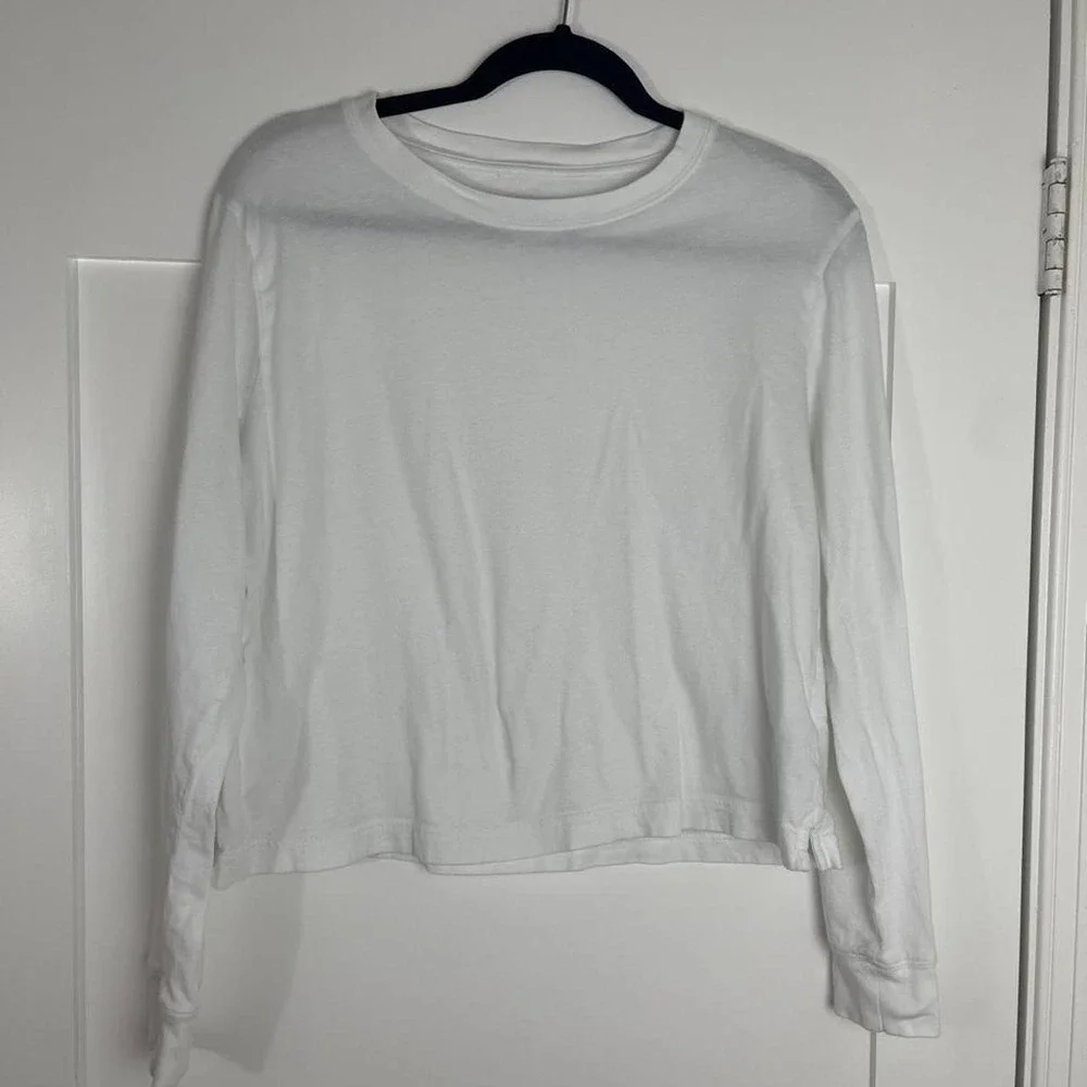 J.Crew Vintage Jersey Cropped Long Sleeve Tee — White M